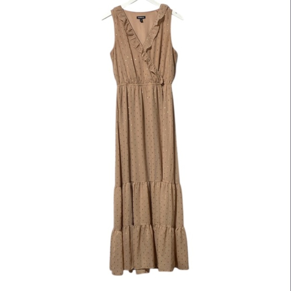Tan Tiered Ruffled Maxi Sundress